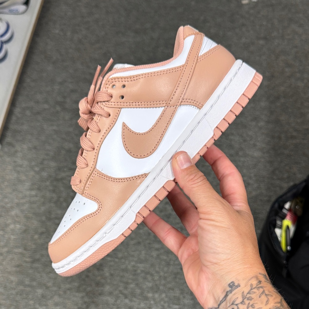Nike White and Tan Low-Top Sneakers